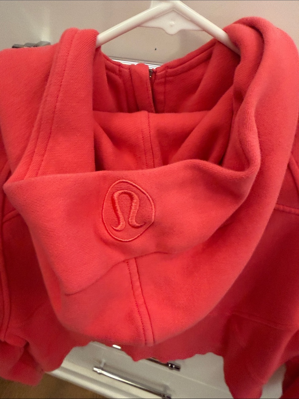 lululemon athletica cropped scuba full zip Coral Pink Hooded Zip Jacket - Picture 3 of 4